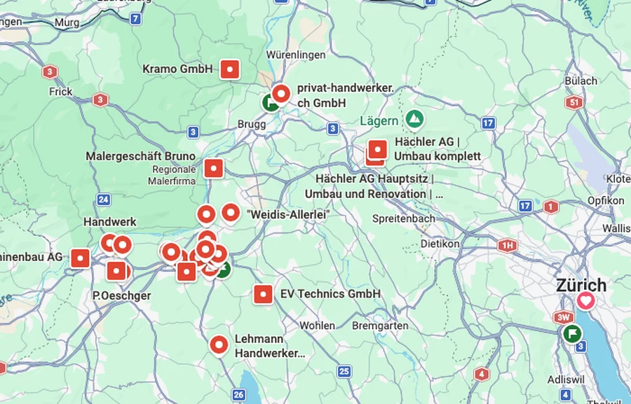 Google Maps Aargau: lokale Handwerksbetriebe mit GBP-Einträgen